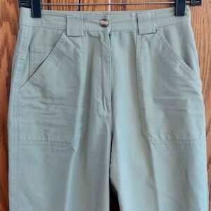 Talbots Women's 2P Khaki Green Cropped Capri Cargo Pants High Rise Large Pockets